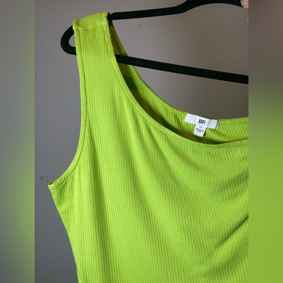 BP Lime Green Ribbed One Shoulder Tank - Picture 4 of 12
